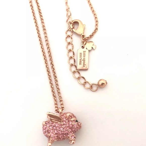 Kate Spade When Pigs Fly Pavé Rose Gold Necklace - Picture 3 of 3